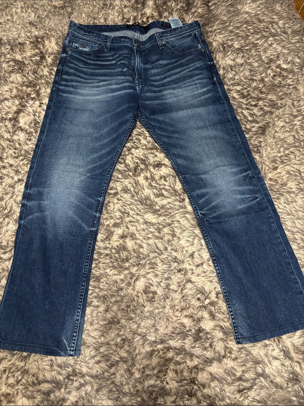 Guess Men's Straight Jeans in Faded Dark Blue